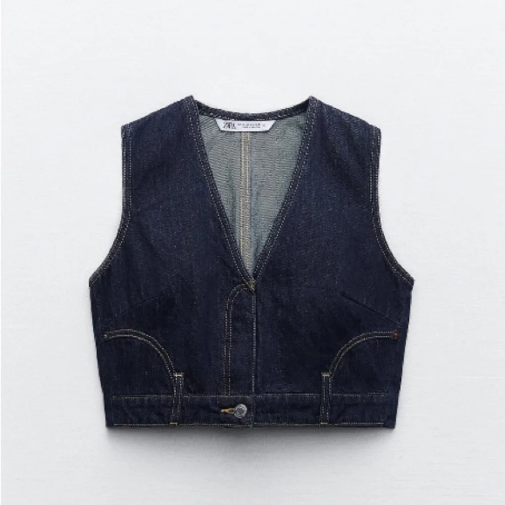 NEW! Zara Dark Denim TRF Vest Size XL - Picture 2 of 13